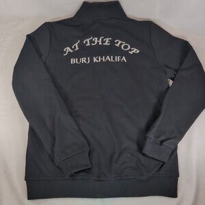At The Top Burj Khalifa NEW NWT Embroidered Full Zip Sweater Black S Small UAE